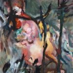 "Huhn im Wald", 2004, Nr.268::30x40cm, Baumwolle